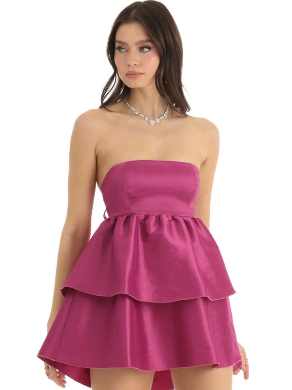 Sabrina Ruffle Baby Doll Dress in Pink | Lavender