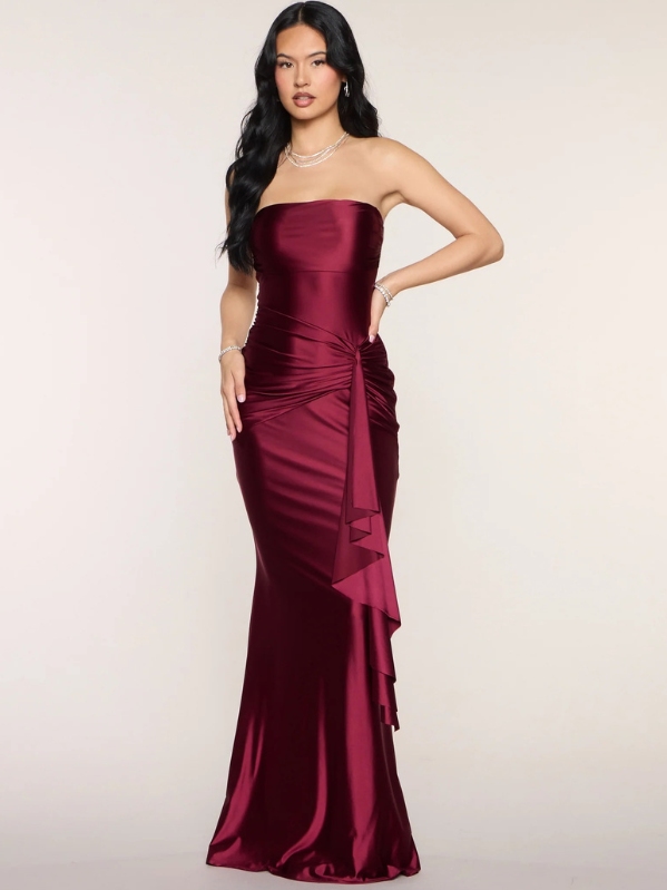 Amaris Strapless Mermaid Dress in Wine